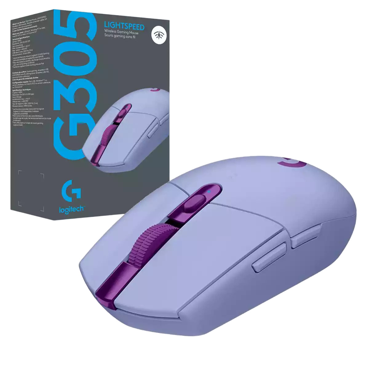 MOUSE GAMING LOGITECH INALAMBRICO /G305 / 12.000DPI / 11 BOTONES PROGRAMABLES / PURPLE