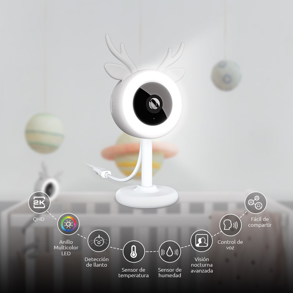 CÁMARA DE SEGURIDAD PARA INTERIOR NEXXT SMART WIFI/ MONITOR PARA BEBÉ/SOPORTE FLEXIBLE / RESOLUCIÓN 2K / NHC-B100/ WHITE - Imagen 2