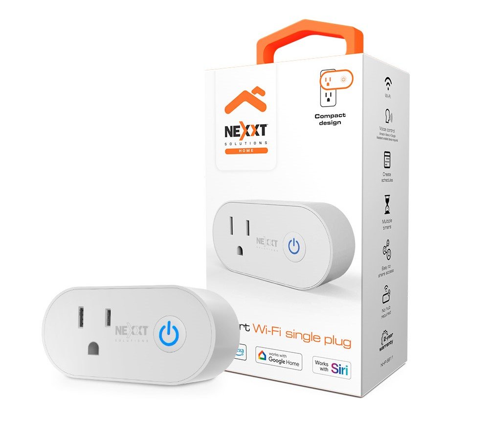 ENCHUFE DE PARED NEXXT INTELIGENTE PROGRAMABLE SMART WIFI / 1 PACK- 10A / COMPATIBLE CON ALEXA – GOOGLE Y SIRI / NHP-S611 / WHITE