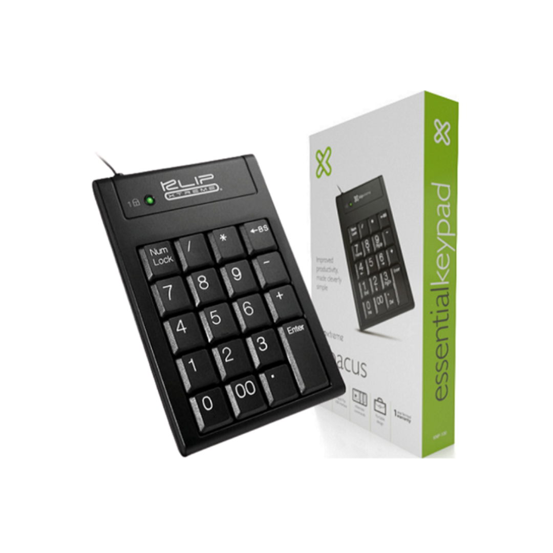 TECLADO NUMÉRICO KLIP XTREME / KNP-100 / ALÁMBRICO / 19 TECLAS / BLACK