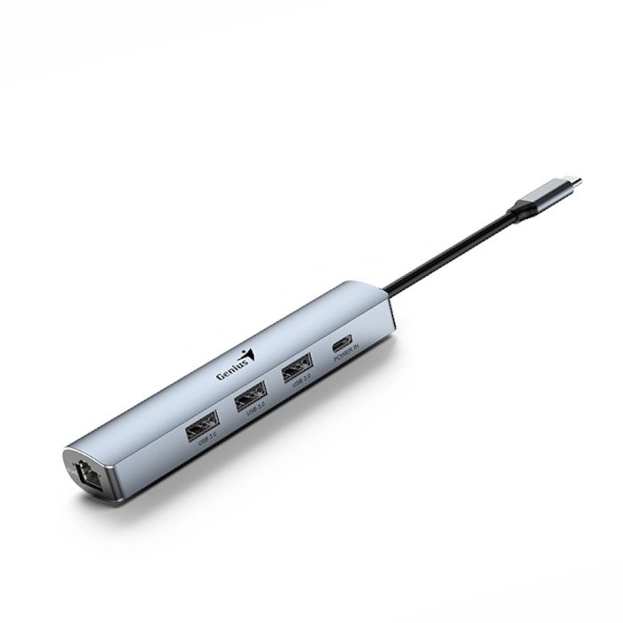 HUB GENIUS UH-545 USB C A 3 PUERTOS USB A3.0 *1 USB C *1 RJ45 / ALUMINIO - Imagen 2
