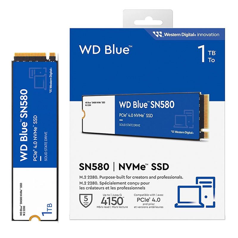 DISCO DURO SÓLIDO M.2 1TB WESTERN DIGITAL BLUE SN580 NVME / PCIE 4.0 /LAPTOP