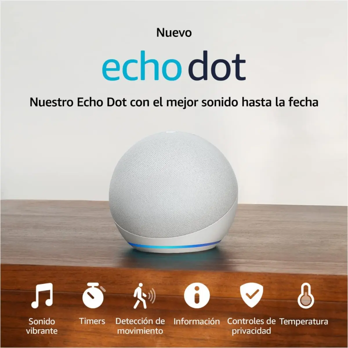 PARLANTE AMAZON ECHO DOT / 5TA GEN CON ALEXA SMART WIFI / GLACIAL - Imagen 3