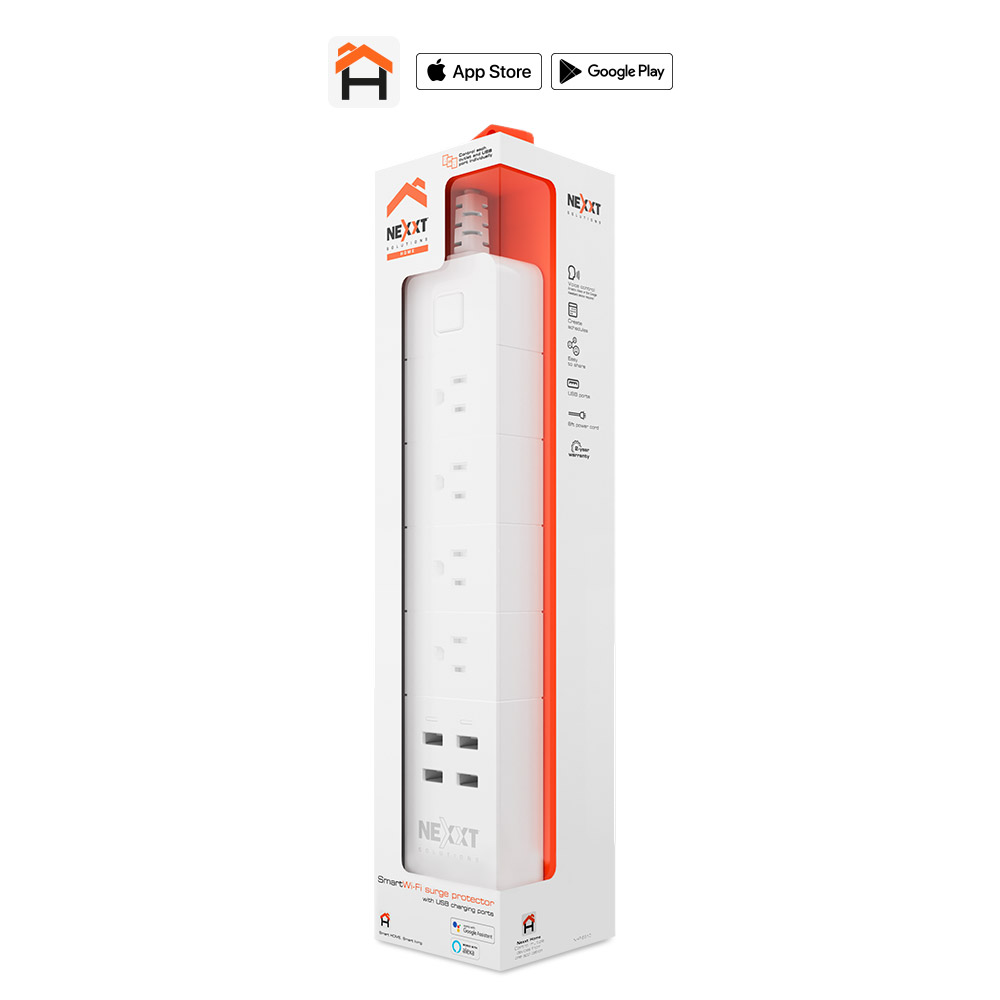 REGLETA INTELIGENTE WI-FI NEXXT / NHP-E610 / 4 TOMACORRIENTES / 4 USB CARGA