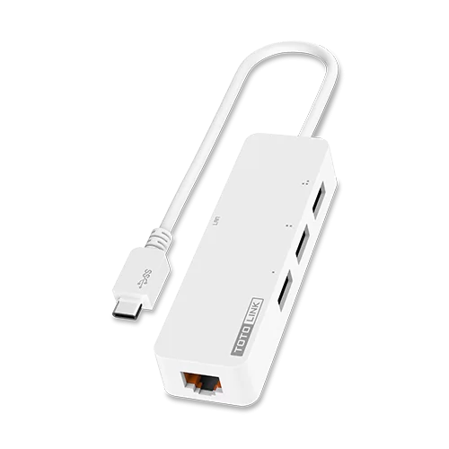 HUB – ADAPTADOR DE USB TIPO-C A 3 USB 3.0 – RJ45 GIGABIT / TOTOLINK U1003 / BLANCO