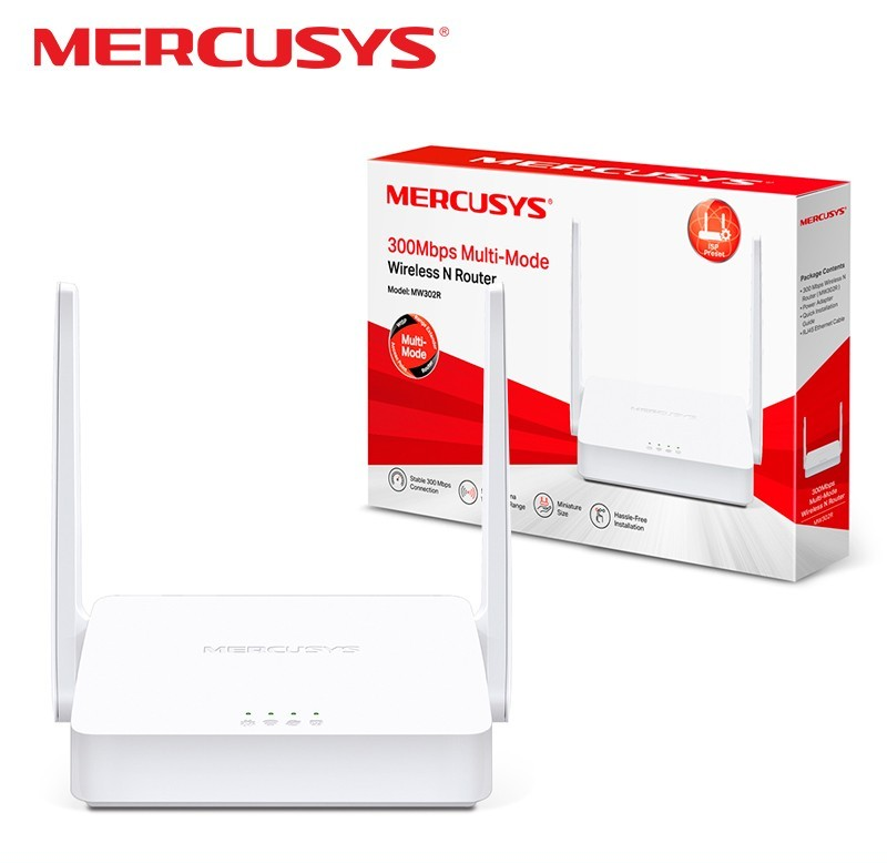 ROUTER MERCUSYS 300MBPS – 2.4Ghz MW302R / 2 ANTENAS: 5dBi / LAN 10-100MBPS / MULTIMODO: EXTENSOR – PUNTO DE ACCESO – MODO WISP / WHITE