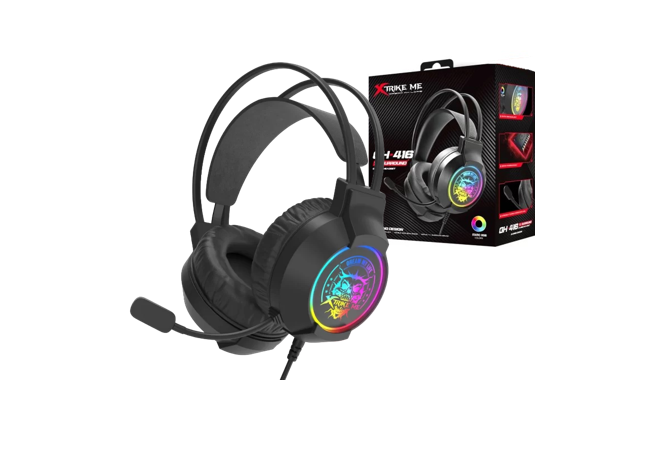 AUDIFONOS XTRIKE ME GH-416 RGB CON DRIVER MICROFONO OMNIDIRECCIONAL INTERFAZ USB CABLE 2M TRENZADO