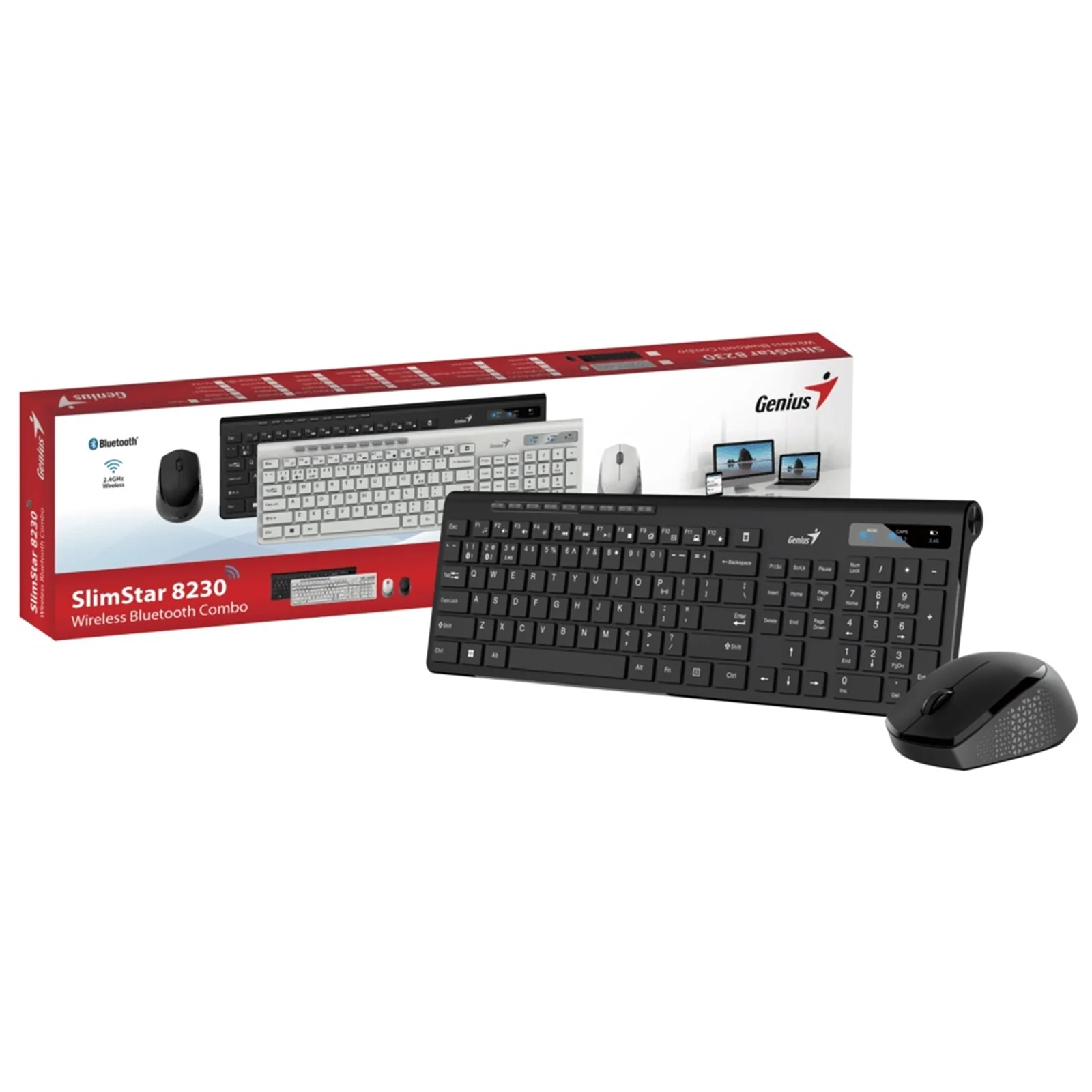 COMBO TECLADO+ MOUSE GENIUS WIRELESS -BLUETOOTH / MULTIDISPOSITIVO / SLIMSTAR 8230/ BLACK
