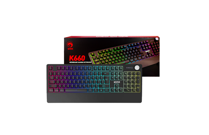 TECLADO MARVO K660 GAMING MEMBRANA ALAMBRICO/ USB2.0/ RETROILUMINACION-RGB/ ESPAÑOL / BLACK