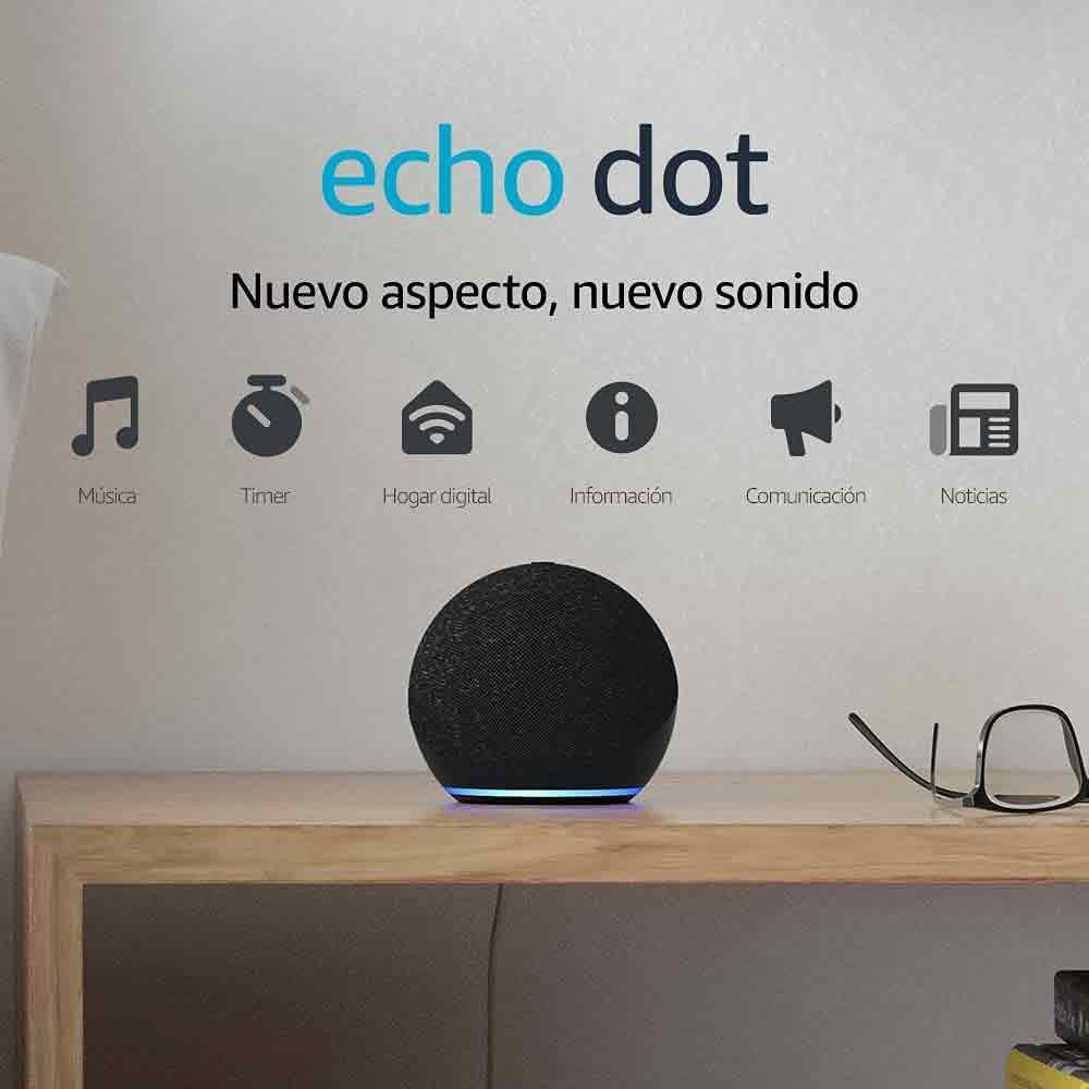 PARLANTE AMAZON ECHO DOT 4TA.GEN./COLOR NEGRO /CON ALEXA/ SENSOR TEMPERATURA - Imagen 2
