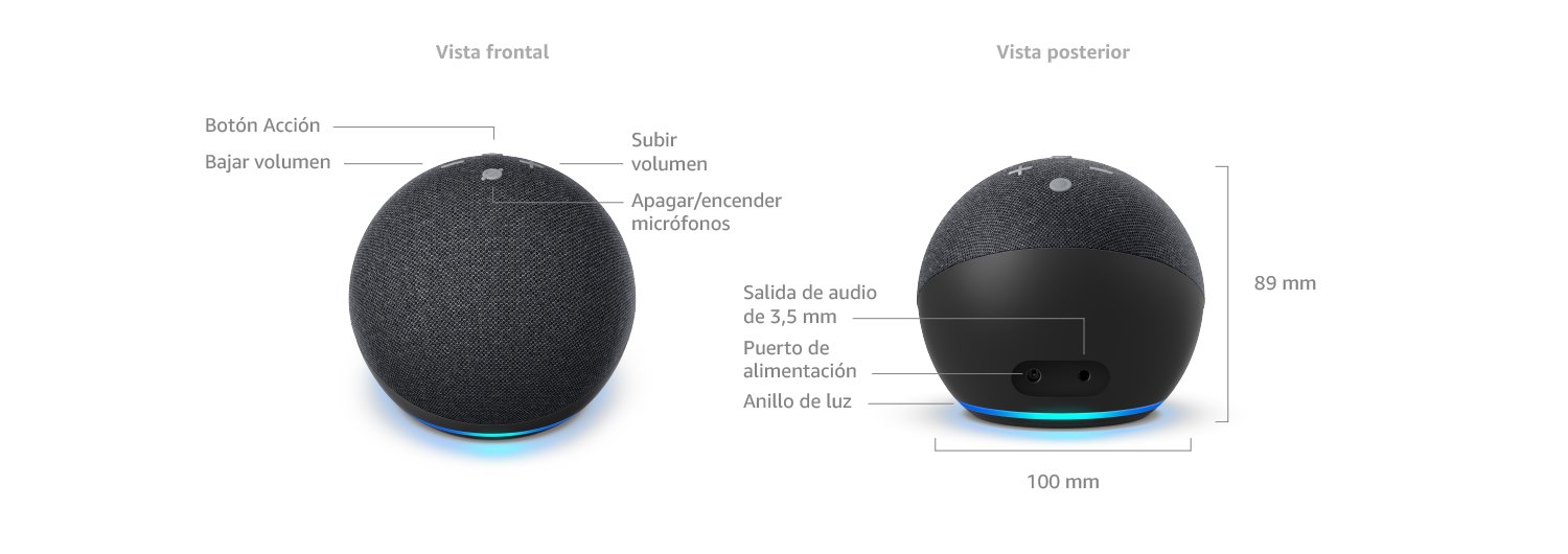 PARLANTE AMAZON ECHO DOT 4TA.GEN./COLOR NEGRO /CON ALEXA/ SENSOR TEMPERATURA - Imagen 4