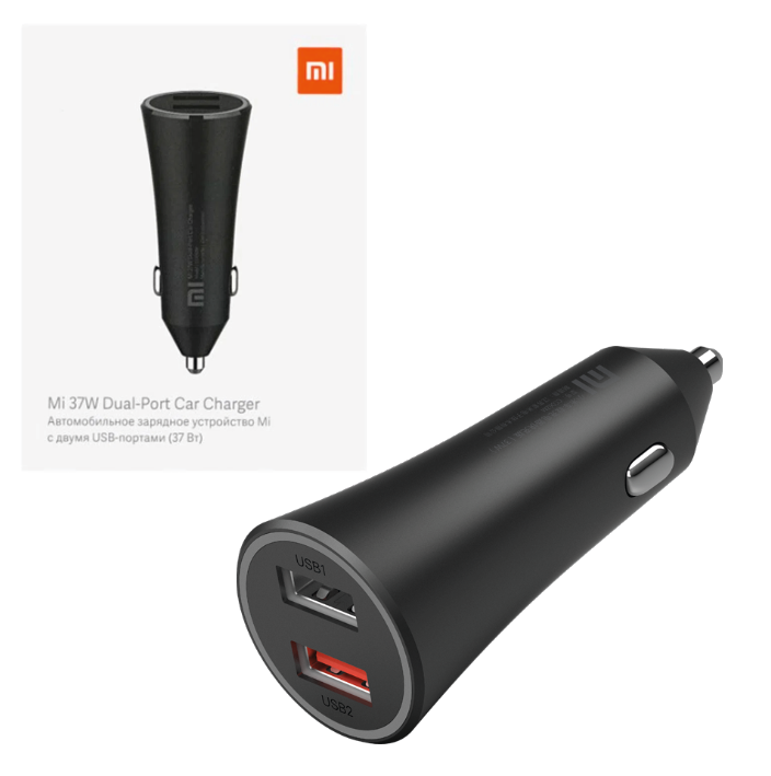 CARGADOR PARA AUTO XIAOMI / CARGA RAPIDA – 37W / DUAL PORT USB-A / CC6ZM / BLACK