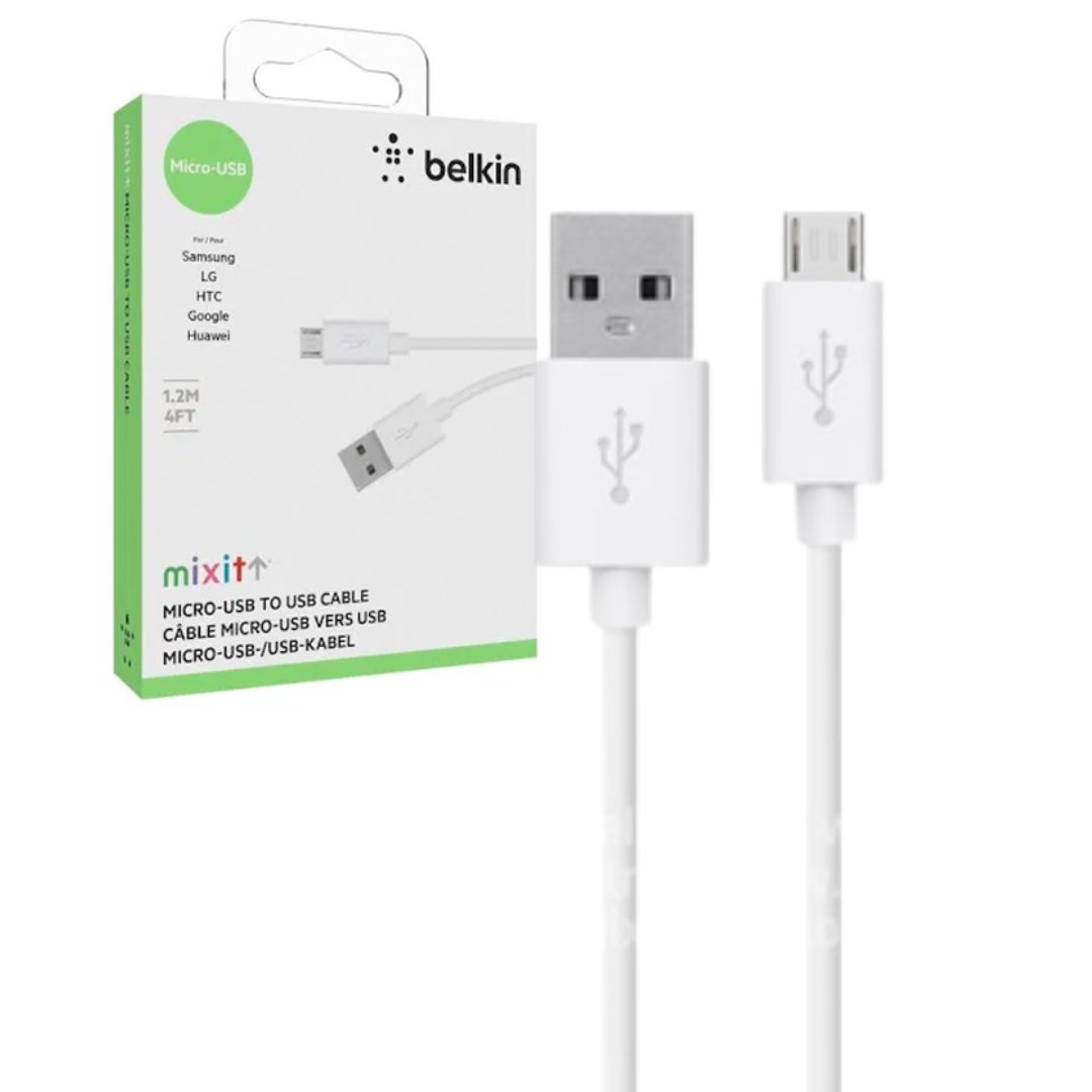 CABLE MICRO USB BELKIN / 1.2M / PARA SAMSUNG-LG-HTC-GOOGLE-HUAWEI / WHITE