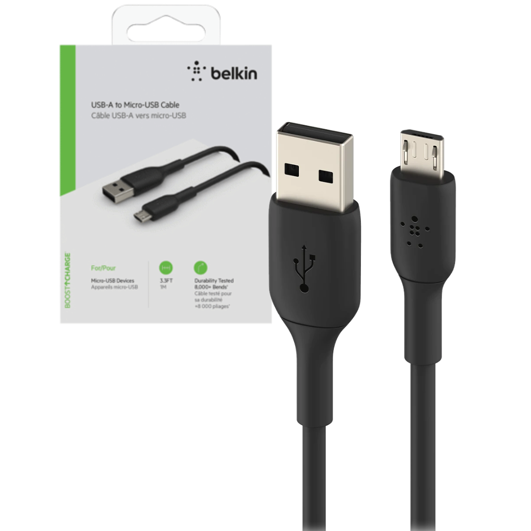 CABLE MICRO USB BELKIN / 1M / PARA SAMSUNG-GOOGLE-HUAWEI-LG-XIAOMI / BLACK