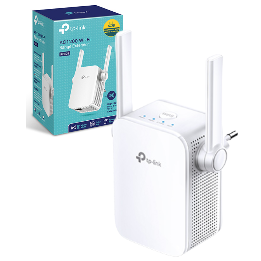 EXTENSOR DE RANGO WIFI AC1200 – RE305 CON DOS ANTENAS EXTERNAS TP-LINK / DUAL BAND / TECNOLOGIA ONE MESH / WHITE