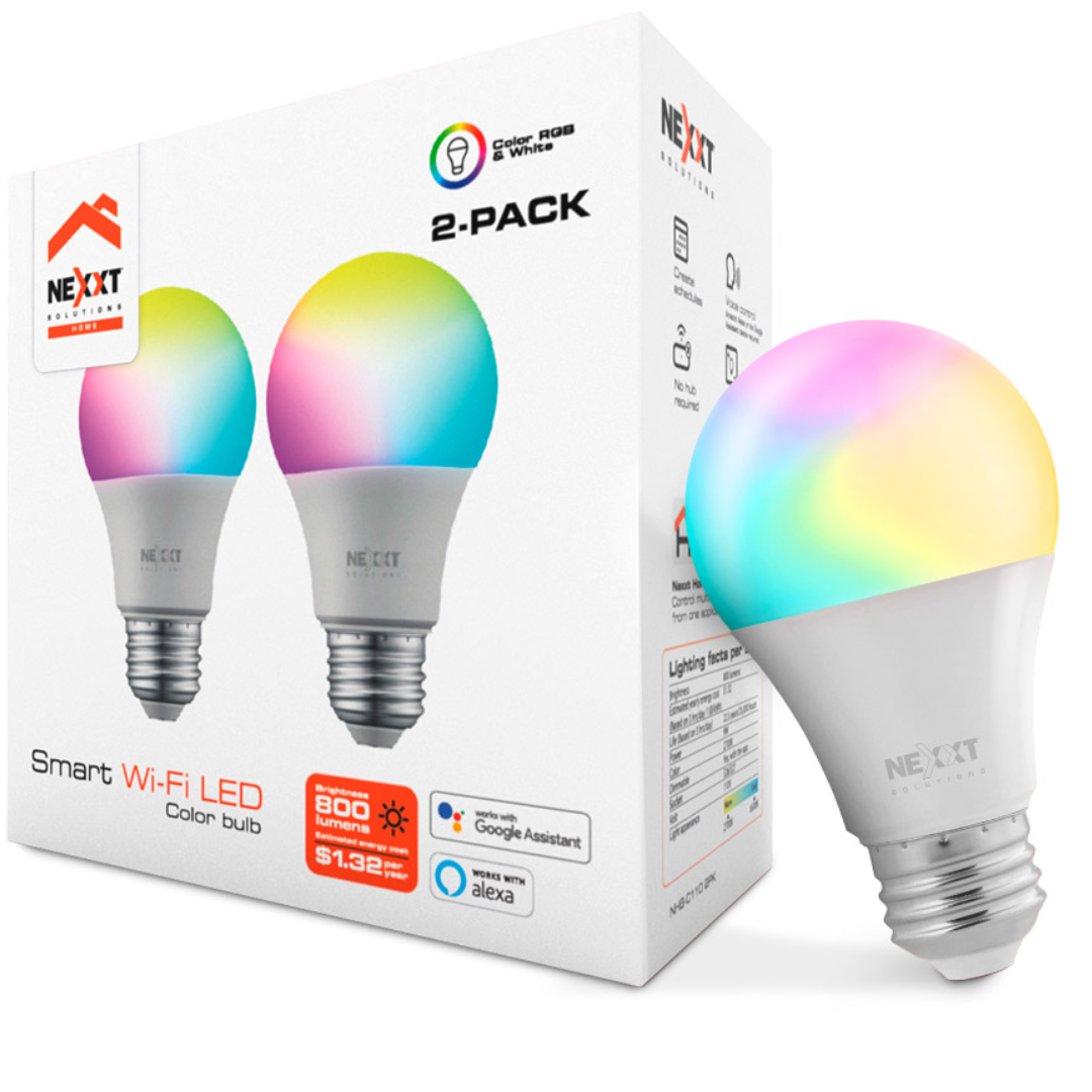 FOCOS NEXXT SMART WIFI / 2 PACK / CONTROL DE VOZ / ILUMINACION LED RGB / NHB-C110 2PK / PLASTICO