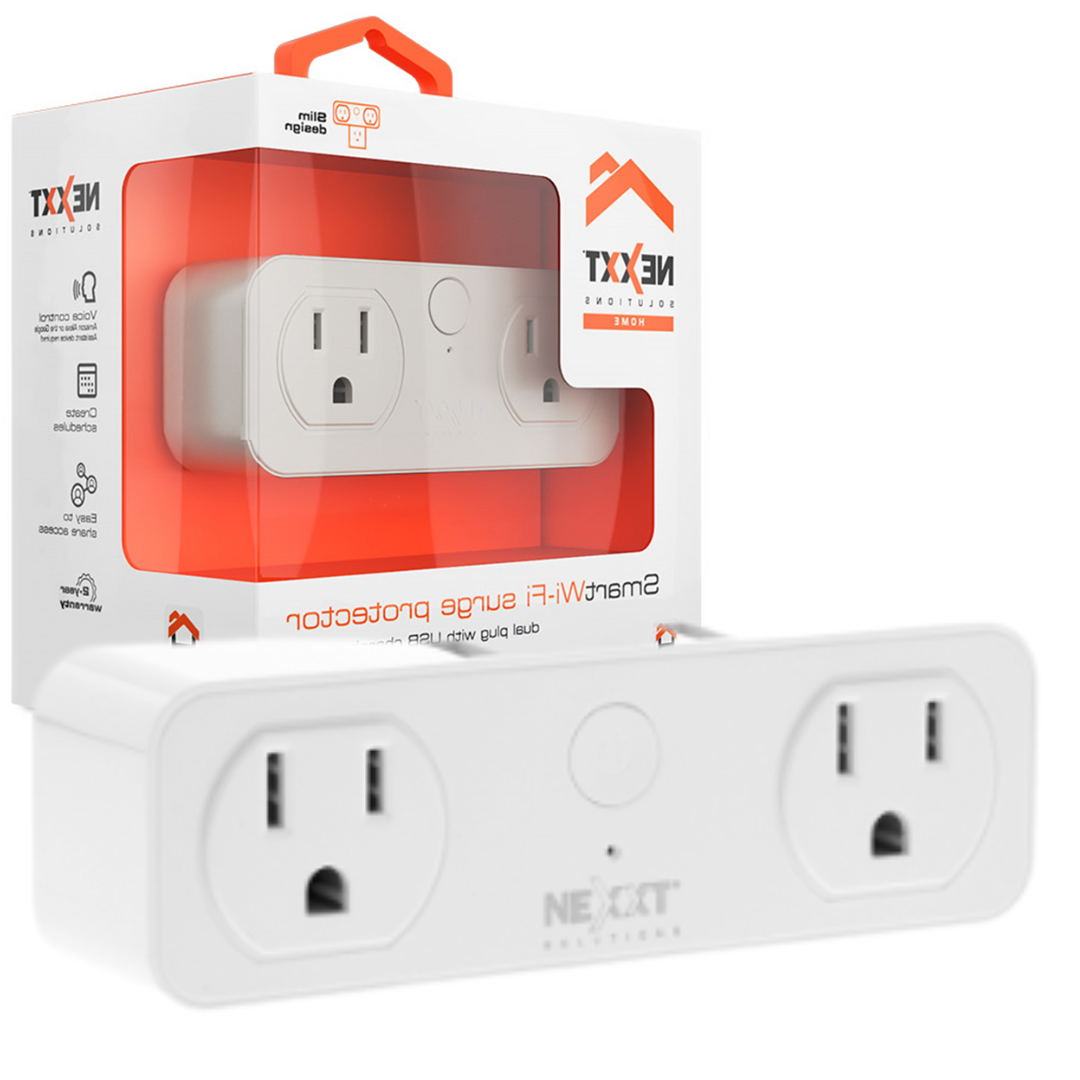 ENCHUFE NEXXT PROTECTOR CONTRA SOBRETENSIONES SMART WIFI / CONTROL DE VOZ / 2 TOMA CORRIENTE – DUAL PORT USB / NHP-D610 / WHITE