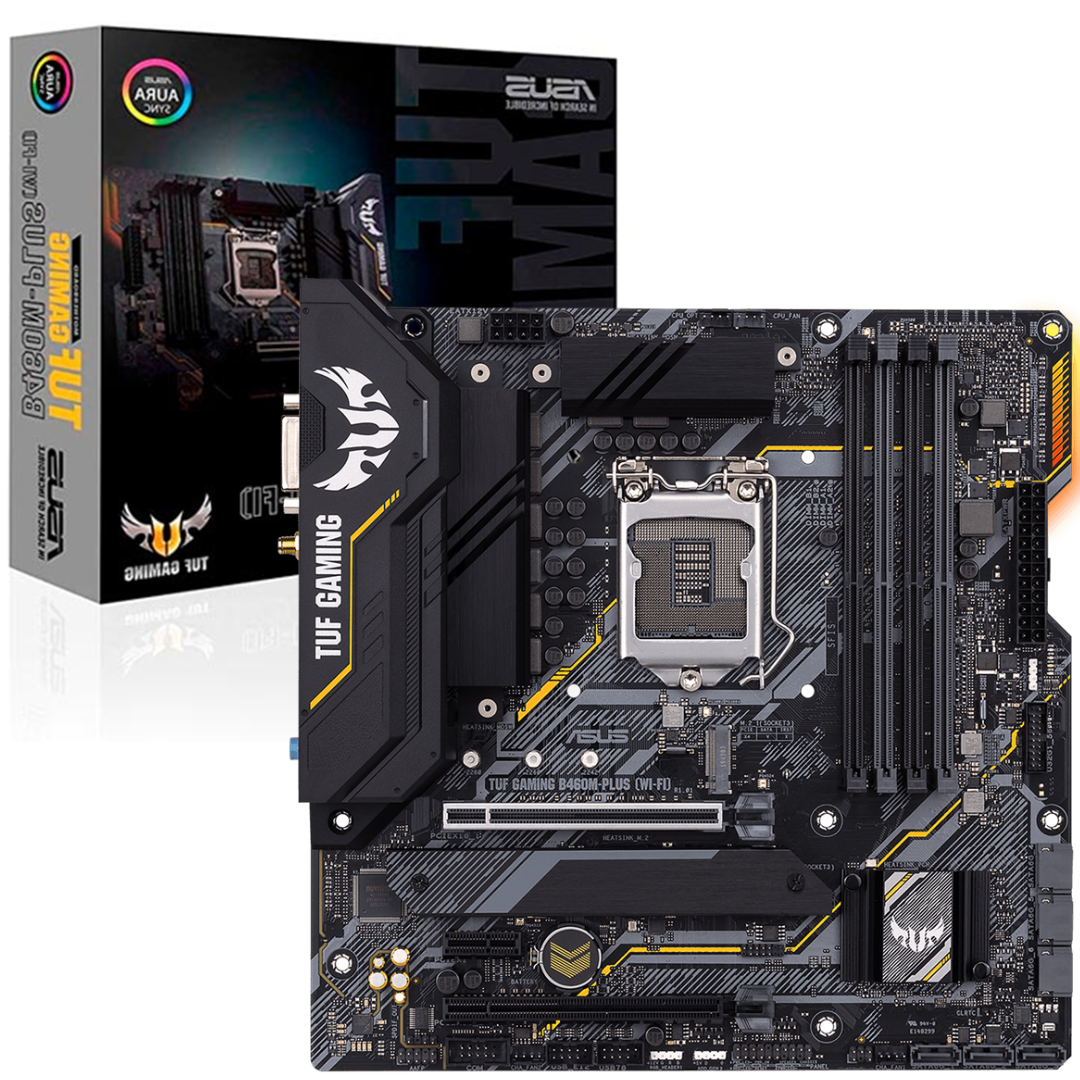 MAINBOARD/PLACA MADRE ASUS MICRO ATX B460 (LGA 1200) PARA JUEGOS CON M.2 DUAL / 8 FASES DE PODER / INTEL® WIFI 6 / HDMI / DISPLAYPORT / SATA 6GBPS / PUERTO USB 3.2 GEN 1 E ILUMINACIÓN AURA SYNC RGB / B460M-PLUS