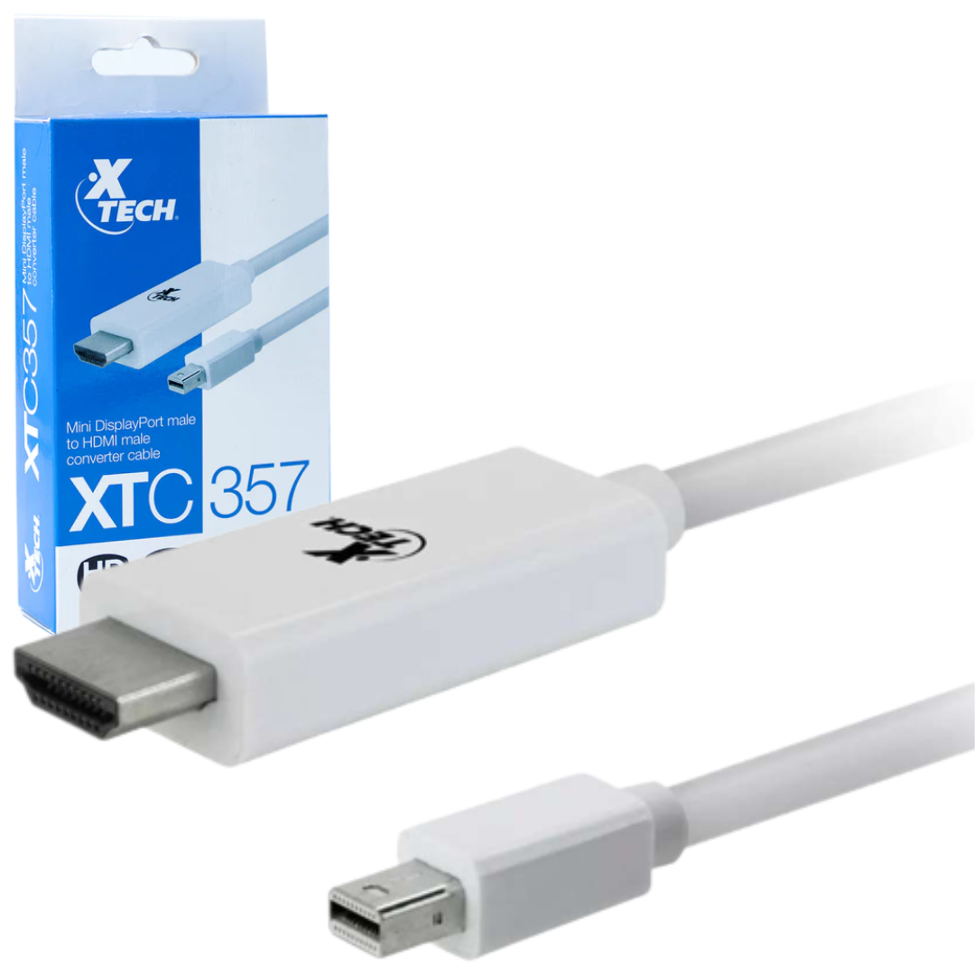 CABLE CONVERTIDOR MINI DISPLAYPORT MACHO A HDMI MACHO 1080P HD XTECH / 1.8M / XTC357 / WHITE