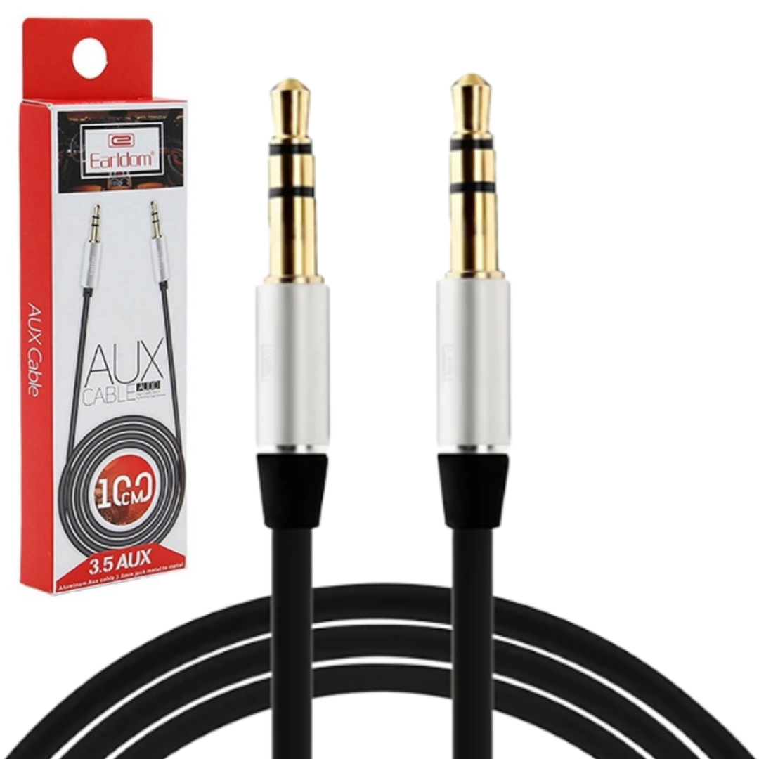 CABLE DE AUDIO JACK 3.5MM MACHO A JACK 3.5MM MACHO EARLDOM / 1M / AUX15 / BLACK