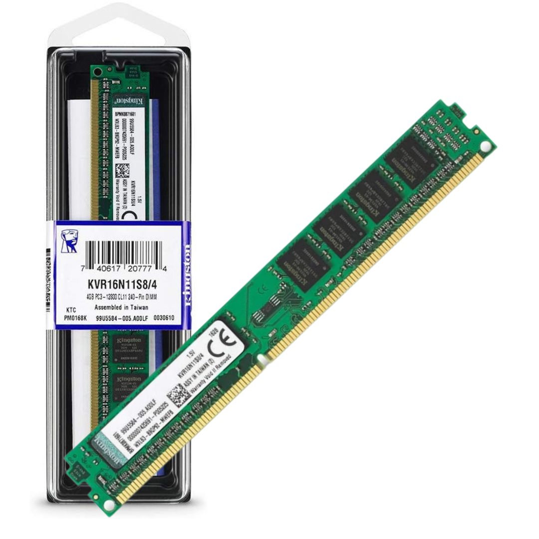 MEMORIA RAM PC KINGSTON / 4GB DDR3 – 1600MHz (PC3-12800) / 1.5V – CL11 / KVR16N11S8/4