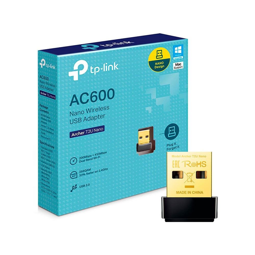 ADAPTADOR DE RED WIFI AC600 – ARCHER T2U NANO TP-LINK / DUAL BAND / BLACK