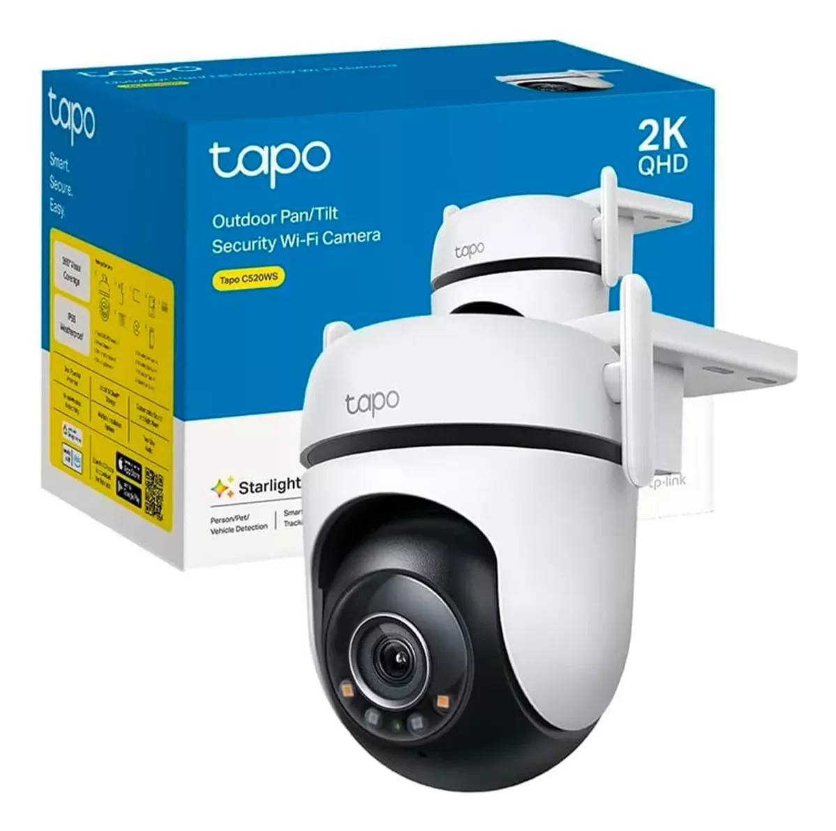 CAMARA DE SEGURIDAD PARA EXTERIOR PTZ TAPO C520WS T-LINK / CONTROL DE VOZ / RESOLUCION 2K QHD/COLOR EN DÍA Y NOCHE/ WHITE