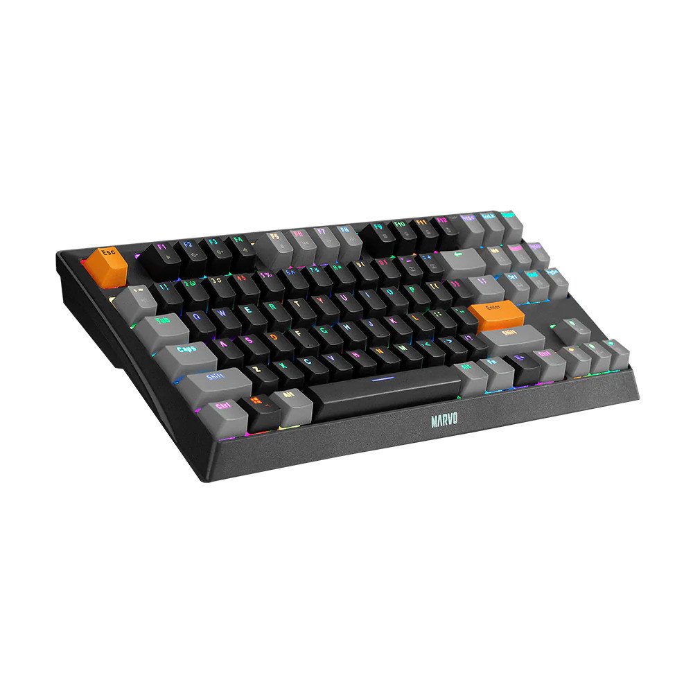 TECLADO MARVO KG980B GAMING MECANICO ALAMBRICO / TKL USB2.0/ ESPAÑOL / SWITCHES AZULES/ RETRO RGB / MULTICOLOR