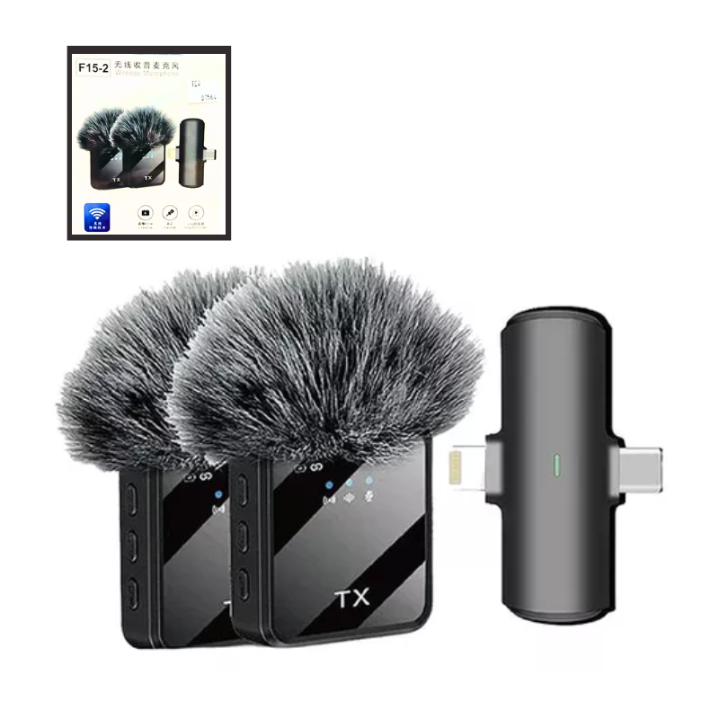 MICROFONO DE SOLAPA INALAMBRICO / CELULAR / 2-PACK / F15-2 CON FILTRO POP