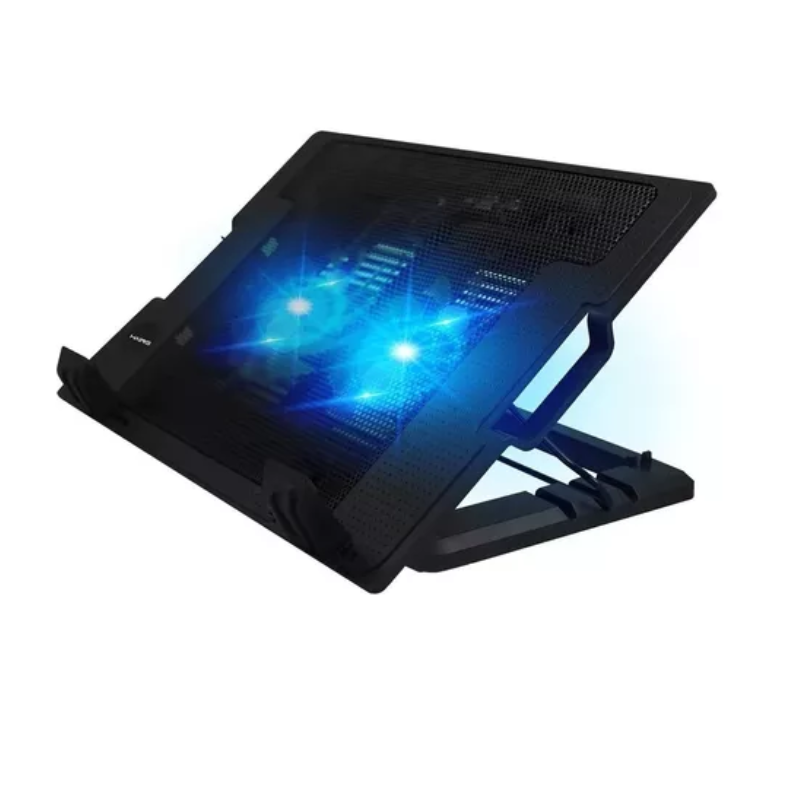BASE DE ENFRIAMIENTO COOLERPAD/ 15.6” / 2 VENTILADORES CON LUZ LED AZUL / 2 PUERTOS USB 2.0 / BLACK