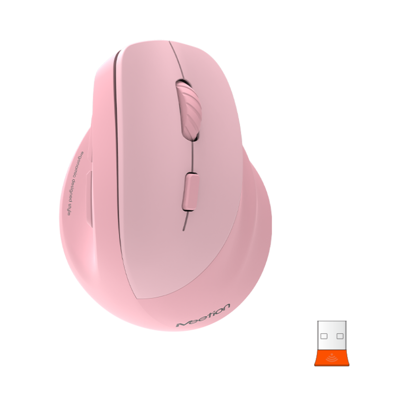 MOUSE ERGONOMICO MEETION BTM010R ROSADO 7 RECARGABLE / BT Y WIFI / 2400 DPI