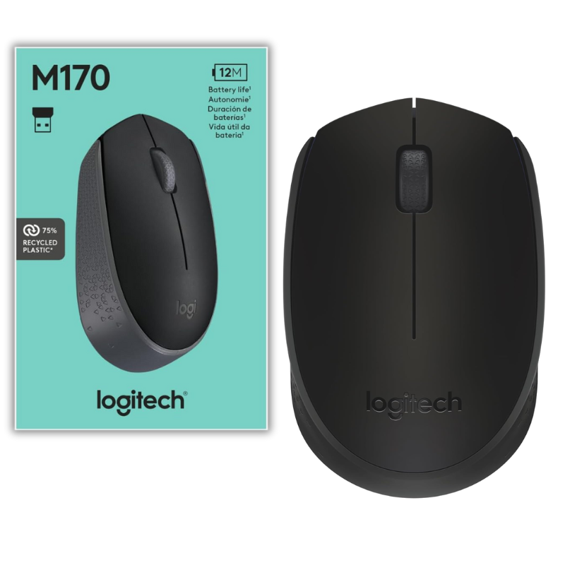 MOUSE LOGITECH INALAMBRICO / 1000DPI / 3 BOTONES / M170 / BLACK
