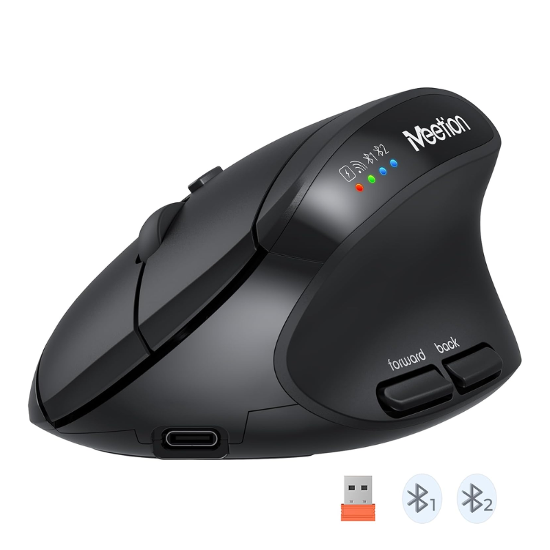 MOUSE ERGONOMICO MEETION BTM008 / WIRELESS / BLUETOOTH / BLACK - Imagen 3