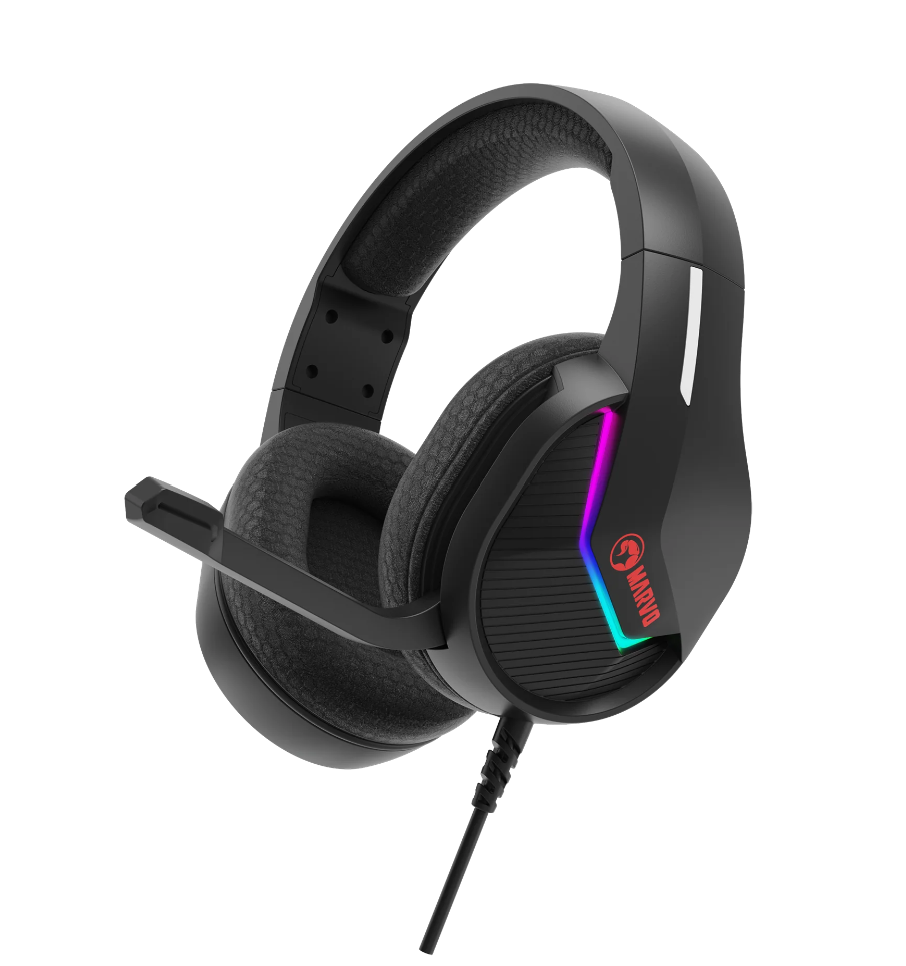 AUDIFONO MARVO H8618BK SCORPION GAMING RGB/ CON MICROFONO / BLACK