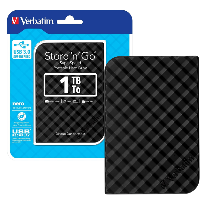 DISCO DURO EXTERNO HDD VERBATIM STORE N GO / 1TB USB 3.0 / BLACK