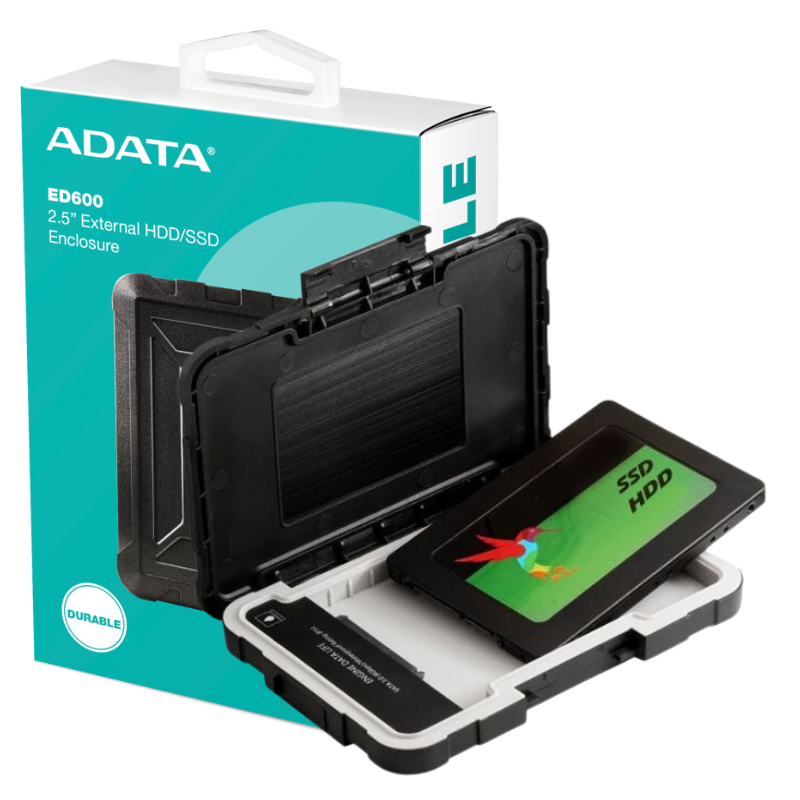 CAPSULA ADATA – ANTIGOLPES PARA DISCO DURO SDD-HDD 2.5” USB 3.0 / ED600 / BLACK