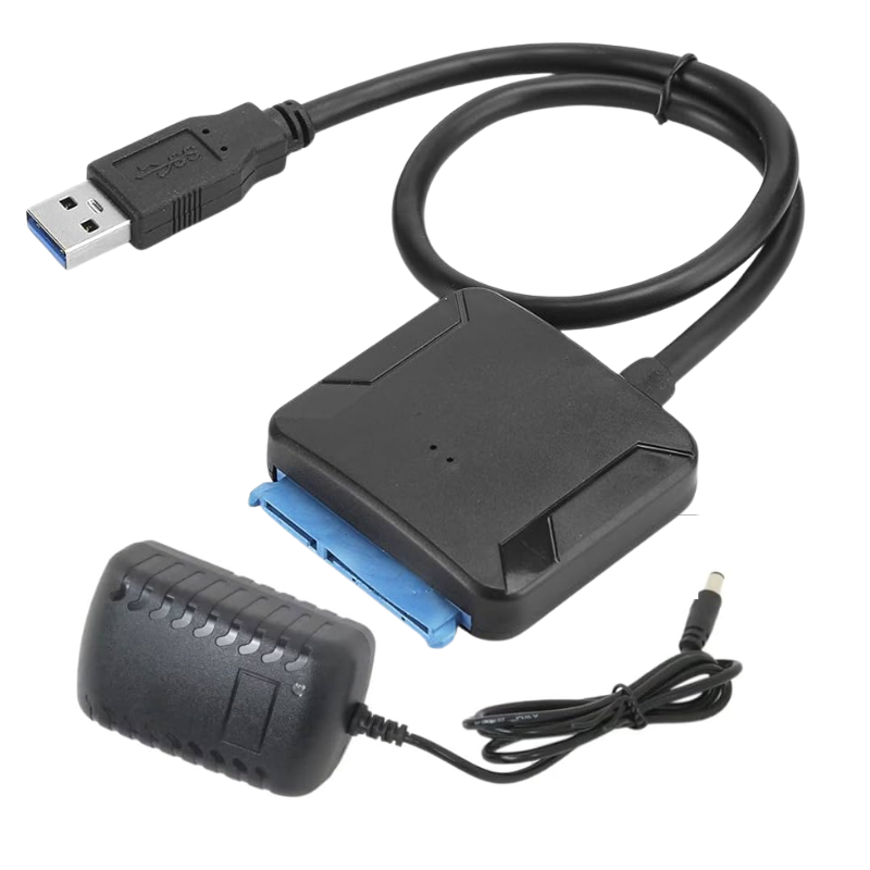 ADAPTADOR/CONVERTIDOR PARA DISCO DURO 3.5″-2.5″ HDD-SDD / USB 3.0 A SATA 22 PINES CON FUENTE DE PODER / BLACK