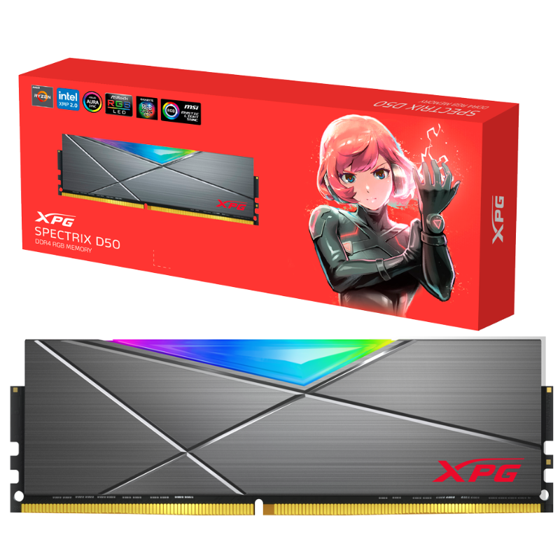 MEMORIA RAM PARA PC XPG SPECTRIX D50 / 16GB DDR4-3200MHZ / RGB / SILVER