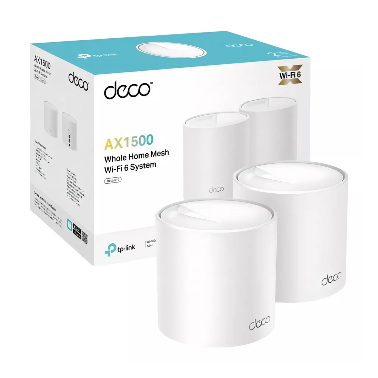 SISTEMA WIFI DECO MESH X10 – AX15000 DUAL BAND TP-LINK / 2 PACK – WIFI 6 / COBERTURA: 360M CUADRADOS / COMPATIBLE CON ALEXA – GOOGLE / WHITE