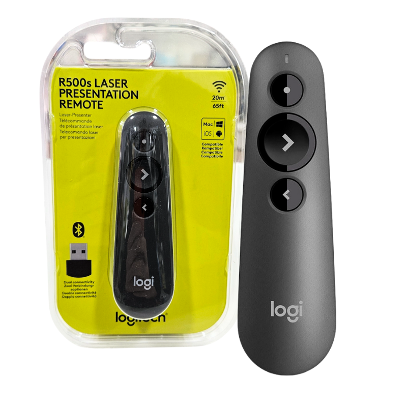 PUNTERO PRESENTADOR LASER LOGITECH R500S / BLUETOOTH / NEGRO