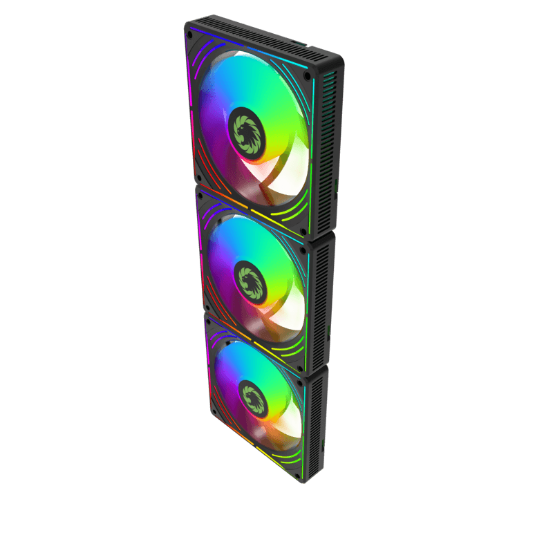 KIT 3 VENTILADORES GAMEMAX RA300 / ARGB / 12CM FAN / BLACK - Imagen 3