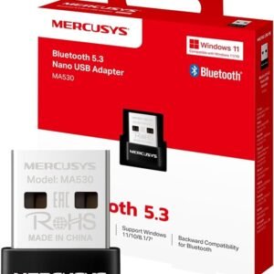 ADAPTADOR BLUETOOTH 5.3 NANO USB MERCUSYS MA530 / COMPATIBLE: WINDOWS 11/10/8.1/ (7 instalador)