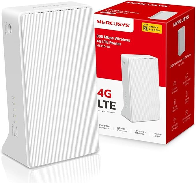 ROUTER MERCUSYS 300MBPS – 2.4 GHz BM110 4G LTE / LAN 10-100MBPS / RANURA NANO SIM / WHITE