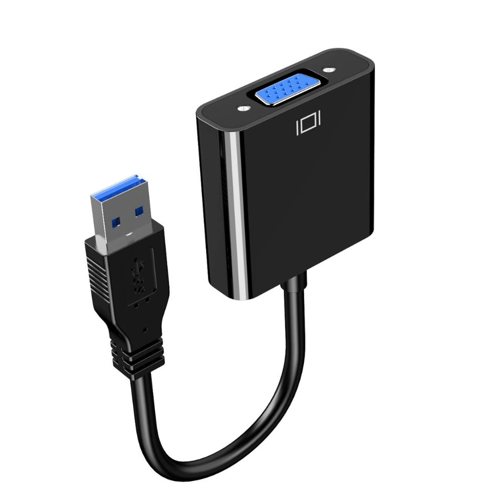 ADAPTADOR CONVERTIDOR USB 3.0 A VGA CON CABLE 15CM BLACK INCL CD