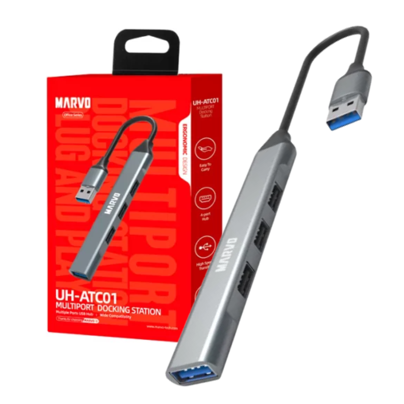 HUB USB MARVO 3.0 UH-ATC01 / USB 3.0 A 3*USB 2.0 + 1*USB 3.0 / METAL