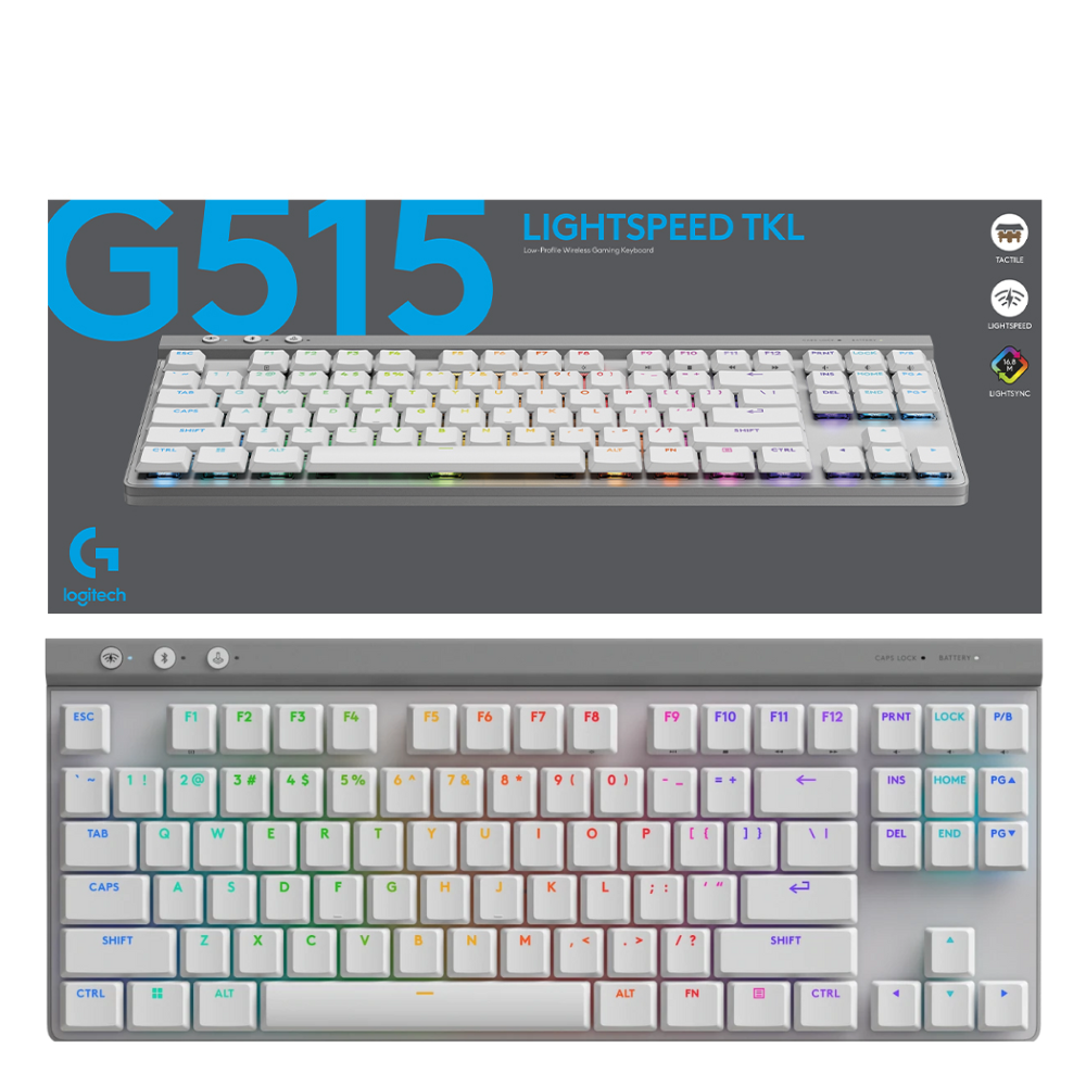 TECLADO INALAMBRICO LOGITECH G515 TKL / LIGHTSPEED / RGB / TENKEYLESS / SWITCH LOW PROFILE TACTILE / WHITE