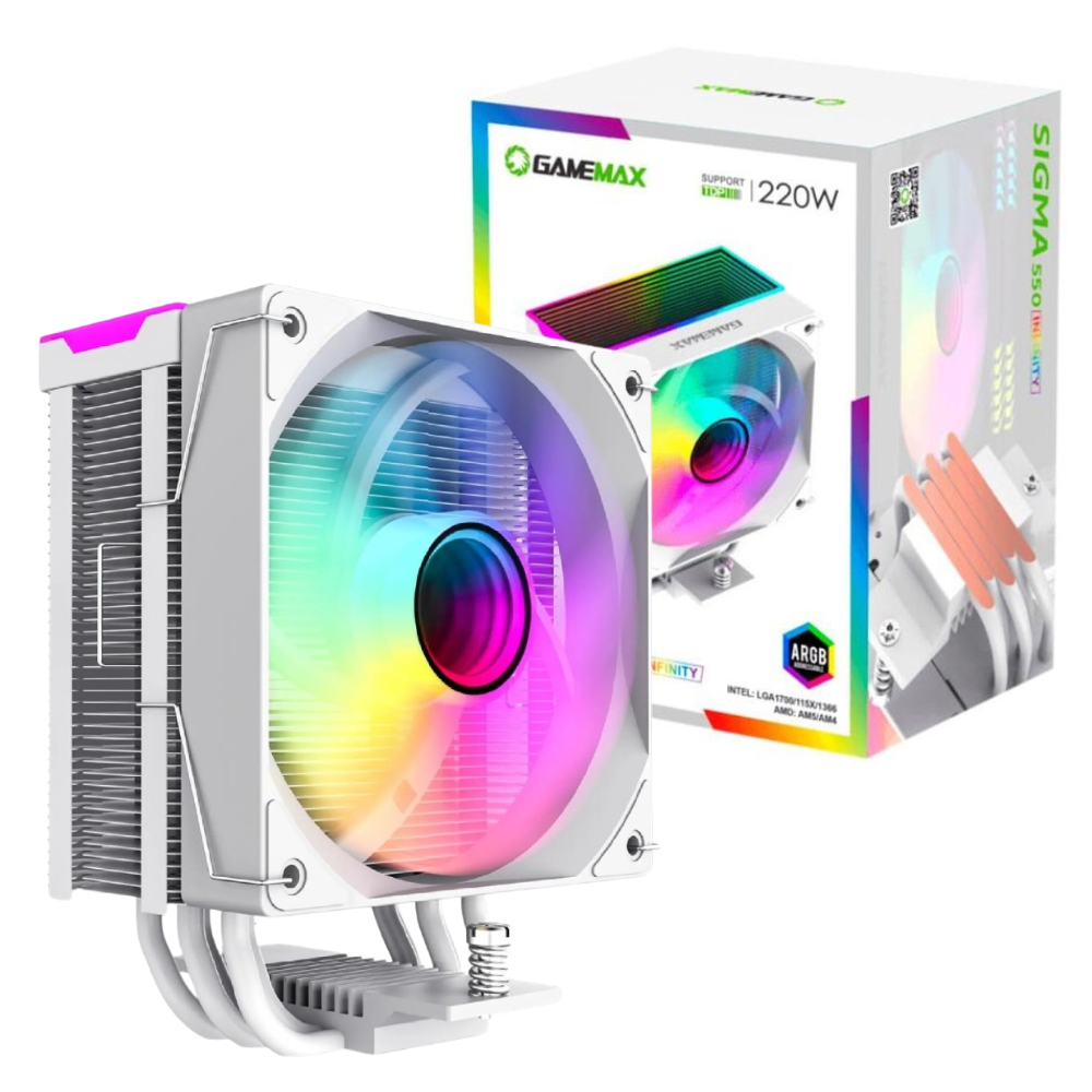 DISIPADOR CPU GAMEMAX SIGMA550 INFINITY WH / LED ARGB / 220W / WHITE