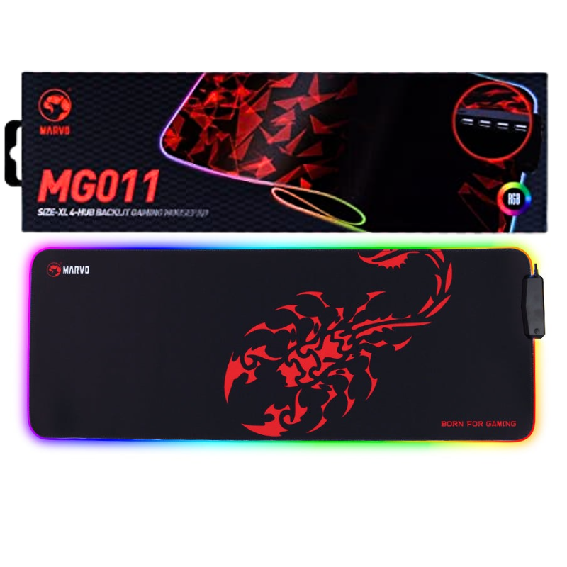 MOUSEPAD GAMING MARVO / SCORP XL / MG011 / HUB USB / RGB / BLACK