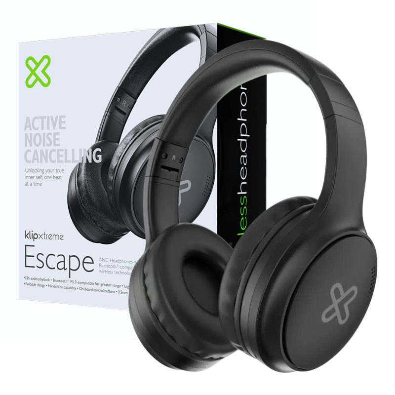 AUDIFONOS INALAMBRICOS KLIP XTREME / ESCAPE / KNH-300BK / CANCELACION DE RUIDO / 49 HORAS / BLACK