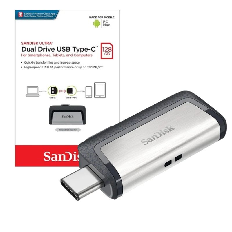 FLASH MEMORY SANDISK ULTRA DUAL DRIVE / 128GB / USB-A & USB-C / 150MBPS